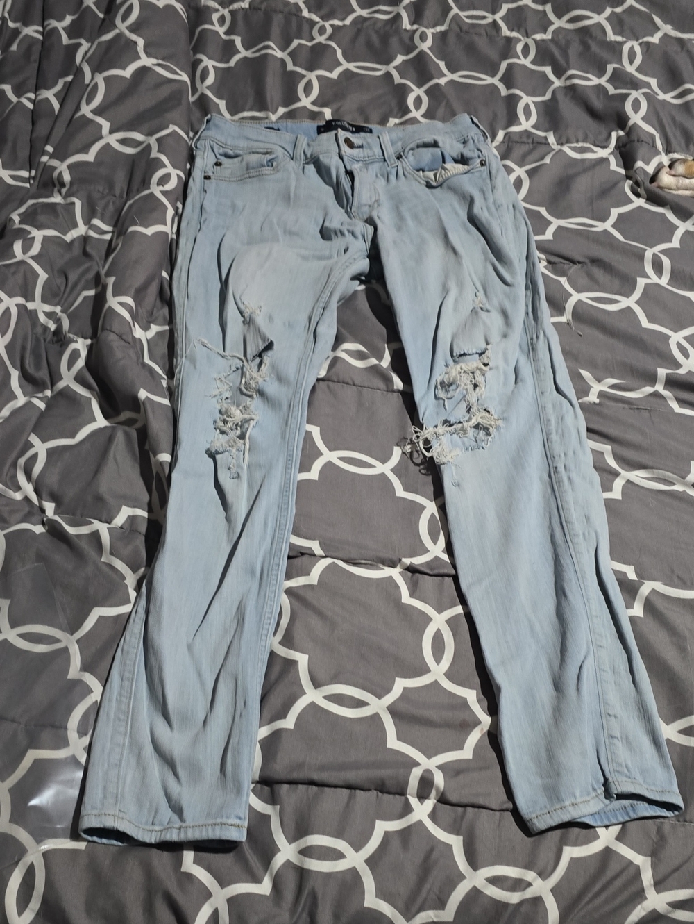 Hollister Pale Blue Distressed Skinny Jeans